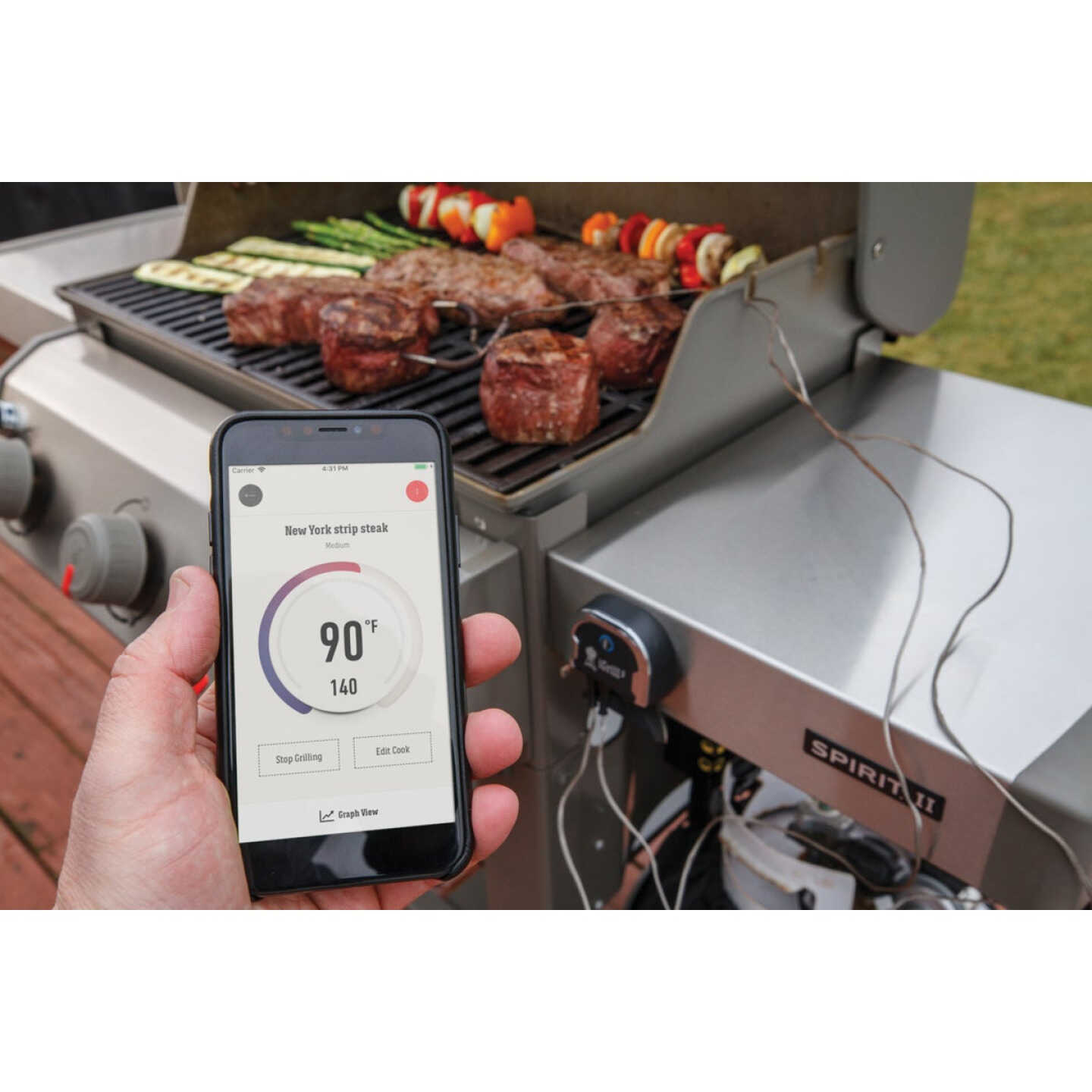 Weber Grills iGrill 3 Wireless Bluetooth Smart Connection Grill Thermometer  With 2 Pro-Meat Probes For Genesis II Gas Grills
